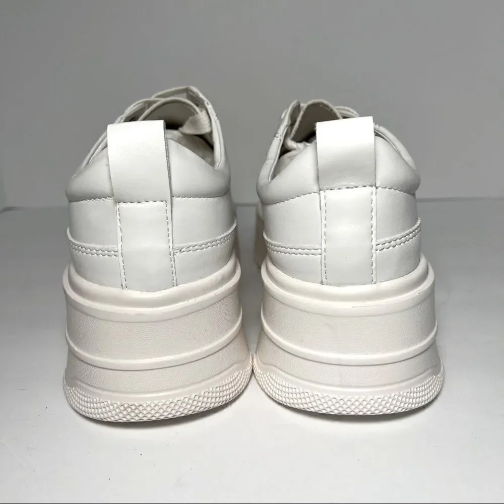 Princess Polly Dylan White Eco Vegan Leather Platform Sneakers 9‎